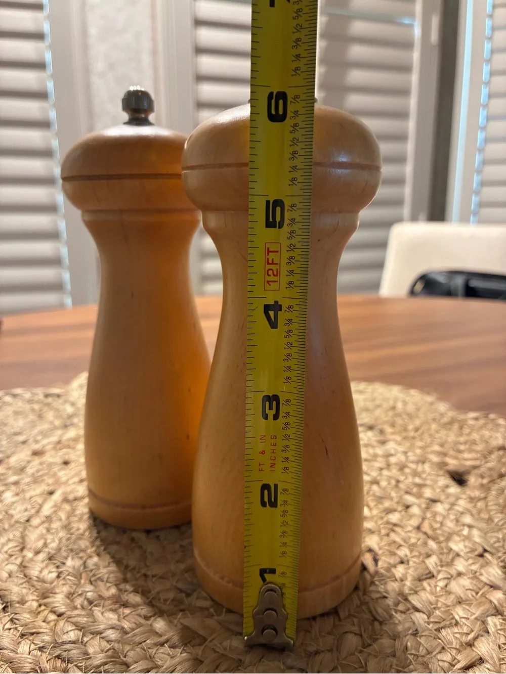 Salt and pepper grinder shaker mill wooden 6”